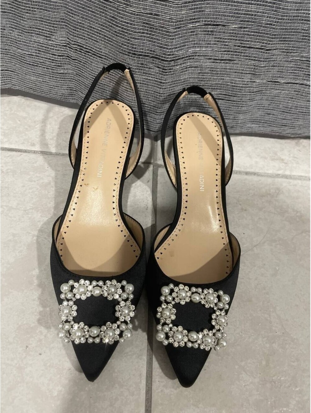 Adrianne Vittadini Suza Kitten Women's Heel Pumps Black Size 6 1/2 M